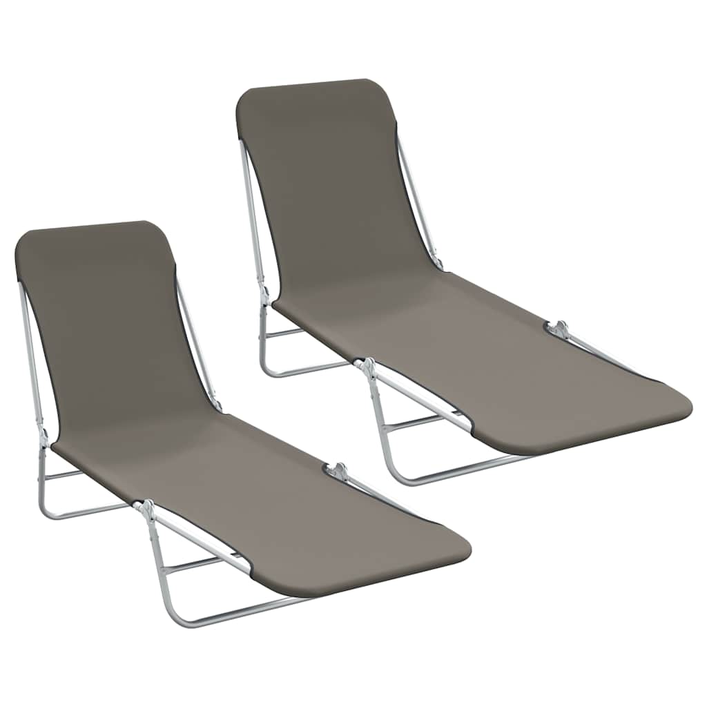 Sunlounger Set of 2 Grey Powder-coated steel