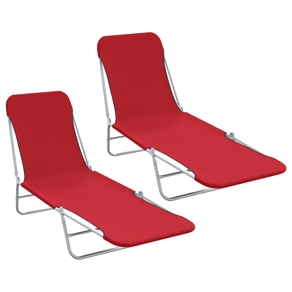 Sunlounger Set of 2 Red