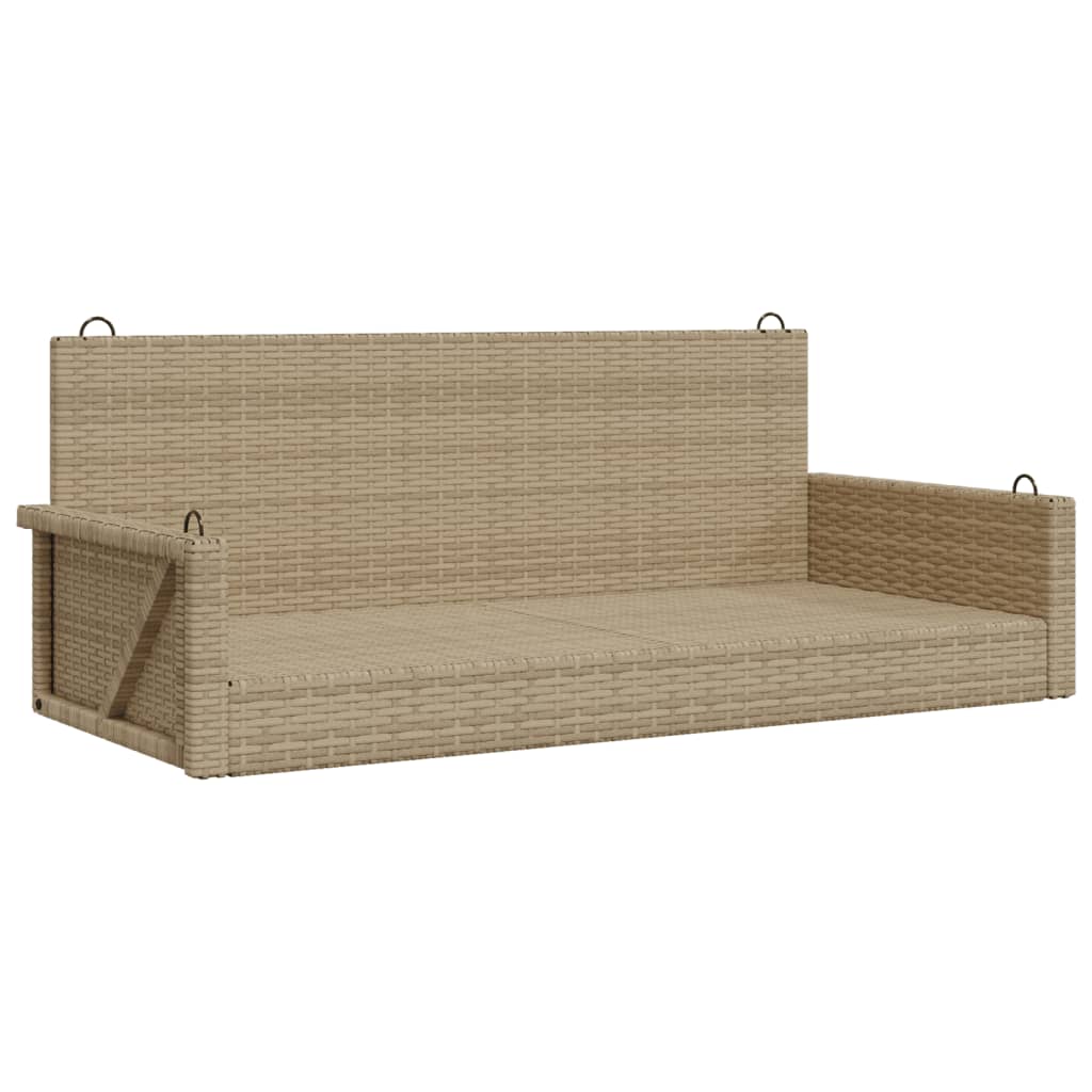 Swing Bench Beige PE Rattan, Powder-Coated Steel Medium