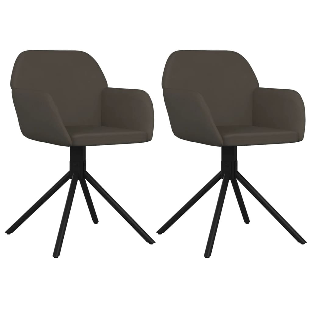 Swivel Dining Chair Set of 2 Dark Grey Velvet, Metal, Plywood