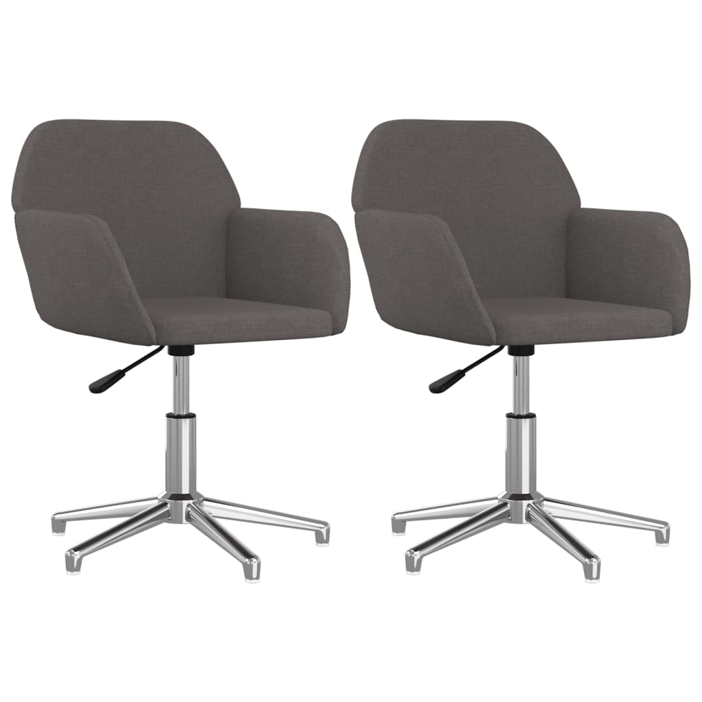 Swivel Dining Chairs 2 pcs Dark Gray Fabric