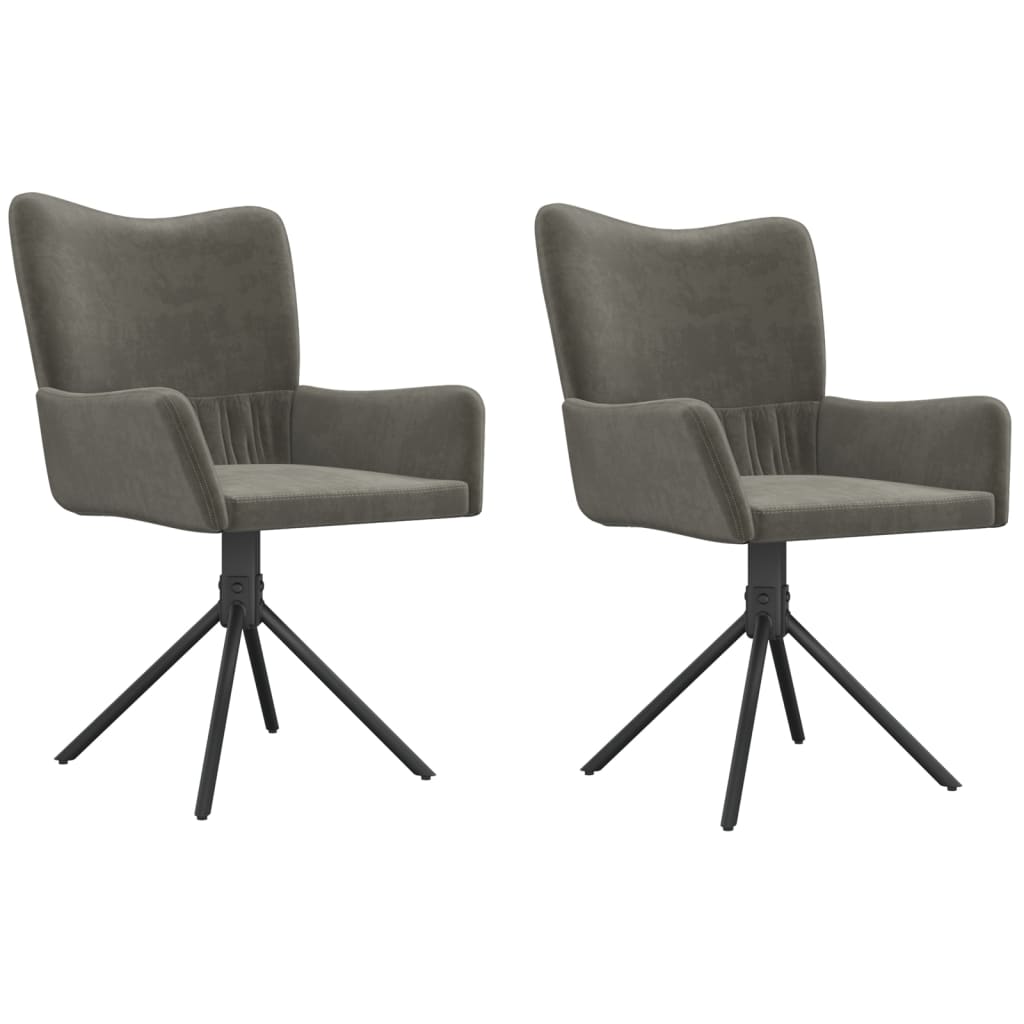 Swivel Dining Chairs 2 pcs Dark Gray Velvet