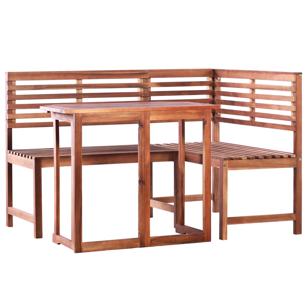 Table And Bench Set Brown Solid acacia wood Medium Foldable
