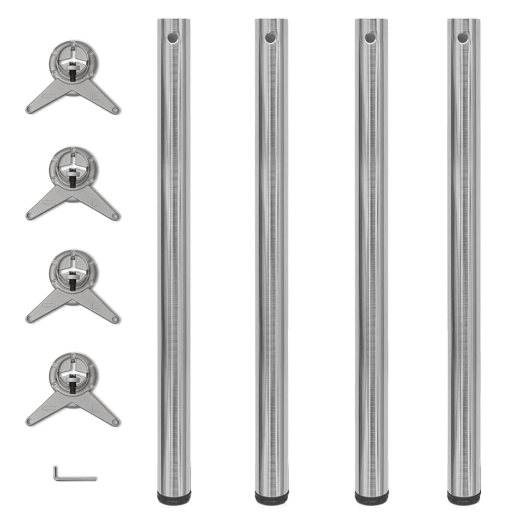 Table Leg Set of 4 Brushed Nickel Iron Adjustable