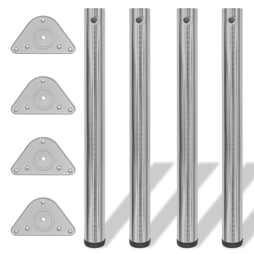Table Leg Set of 4 Brushed nickel Iron Large Adjustable Feet