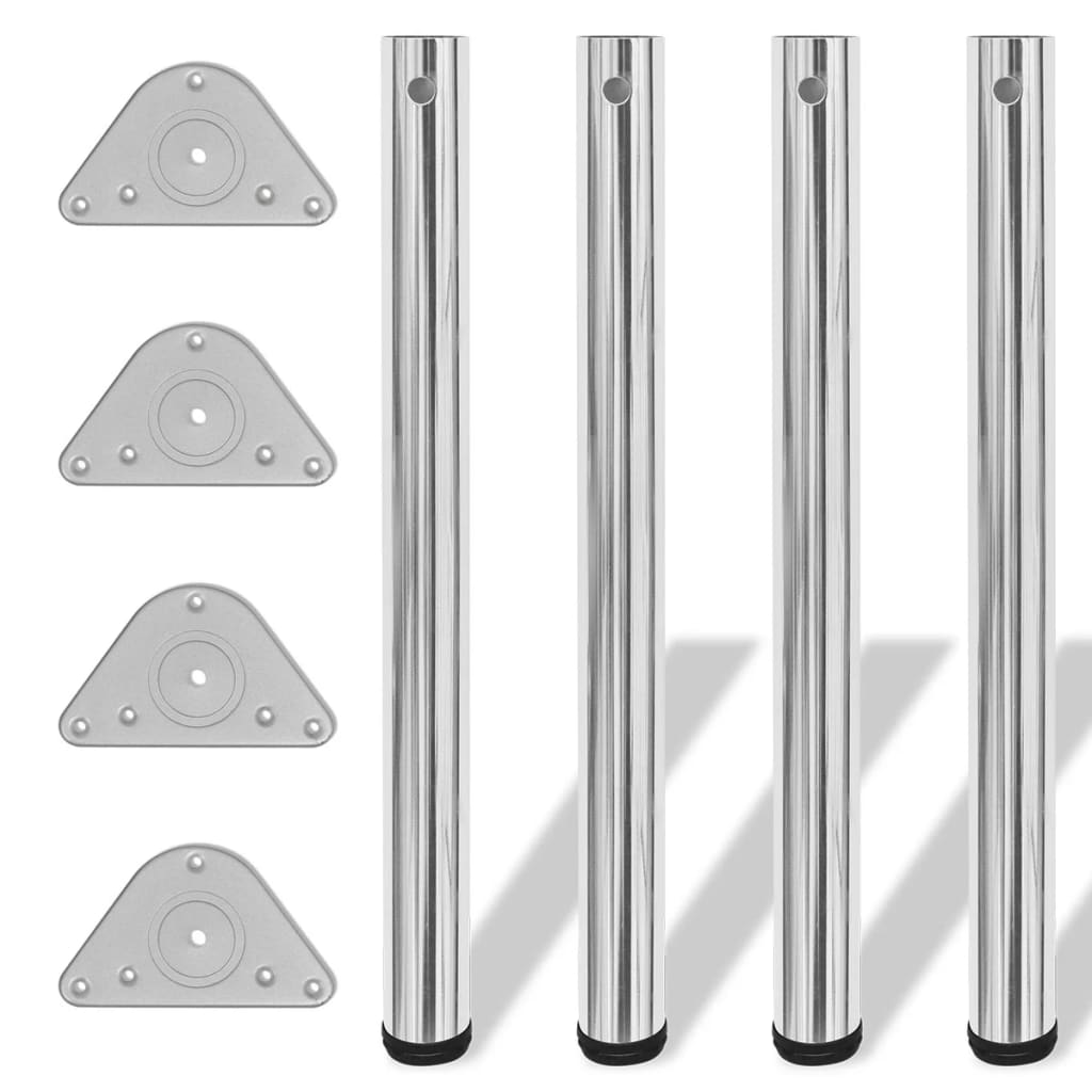 Table Leg Set of 4 Chrome Iron Standard size Adjustable Feet