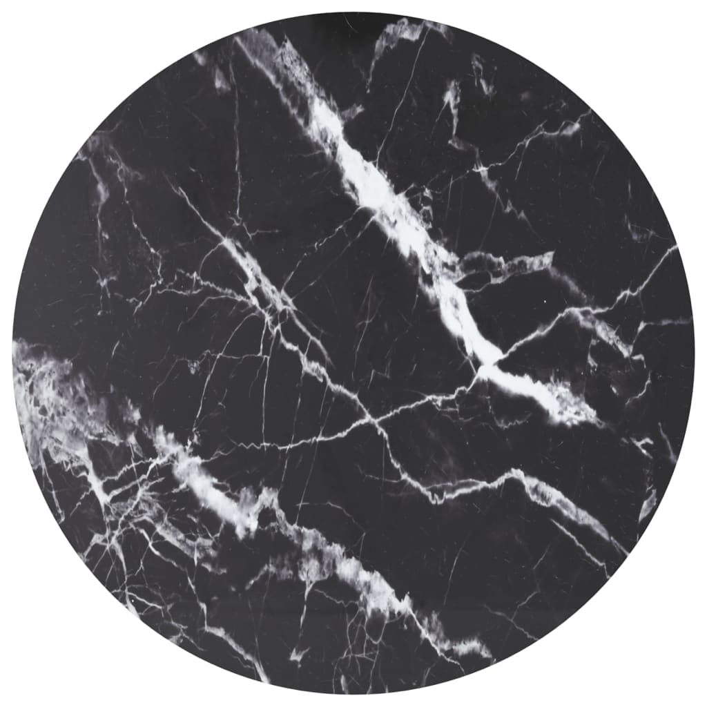 Table Top Black Tempered glass 35.4 in Decorative Inlays