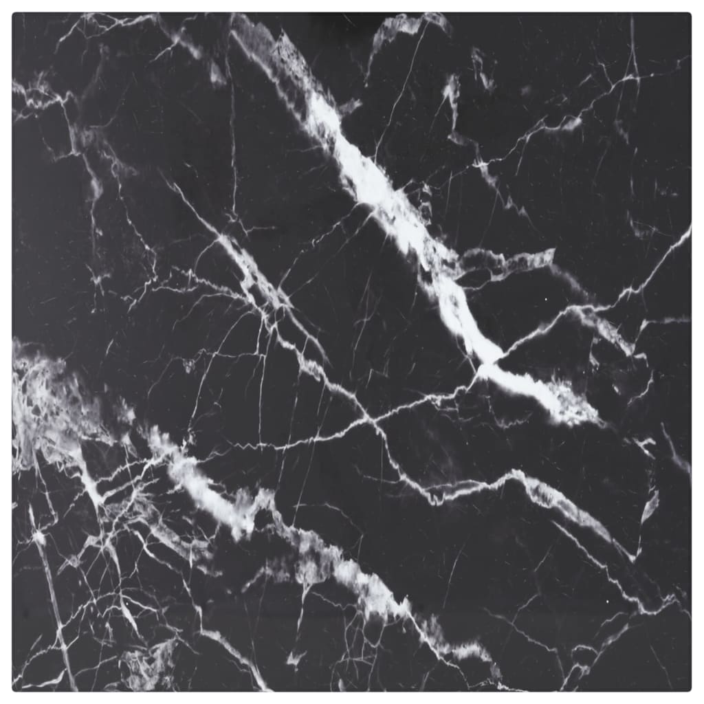 Table Top Black with marble design Tempered Glass 15.7 x 15.7 in