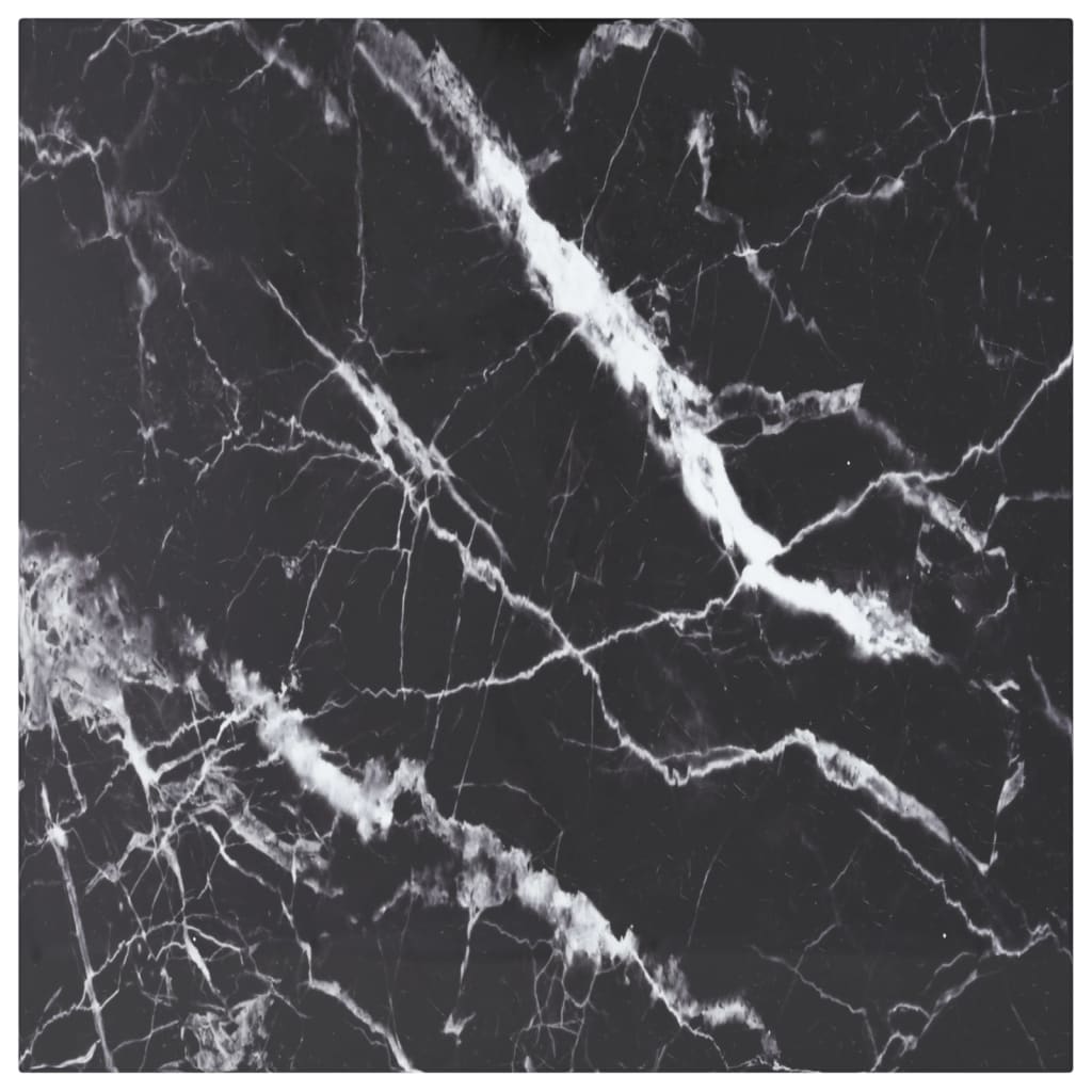 Table Top Black with marble design Tempered Glass 23.6 in x 23.6 in