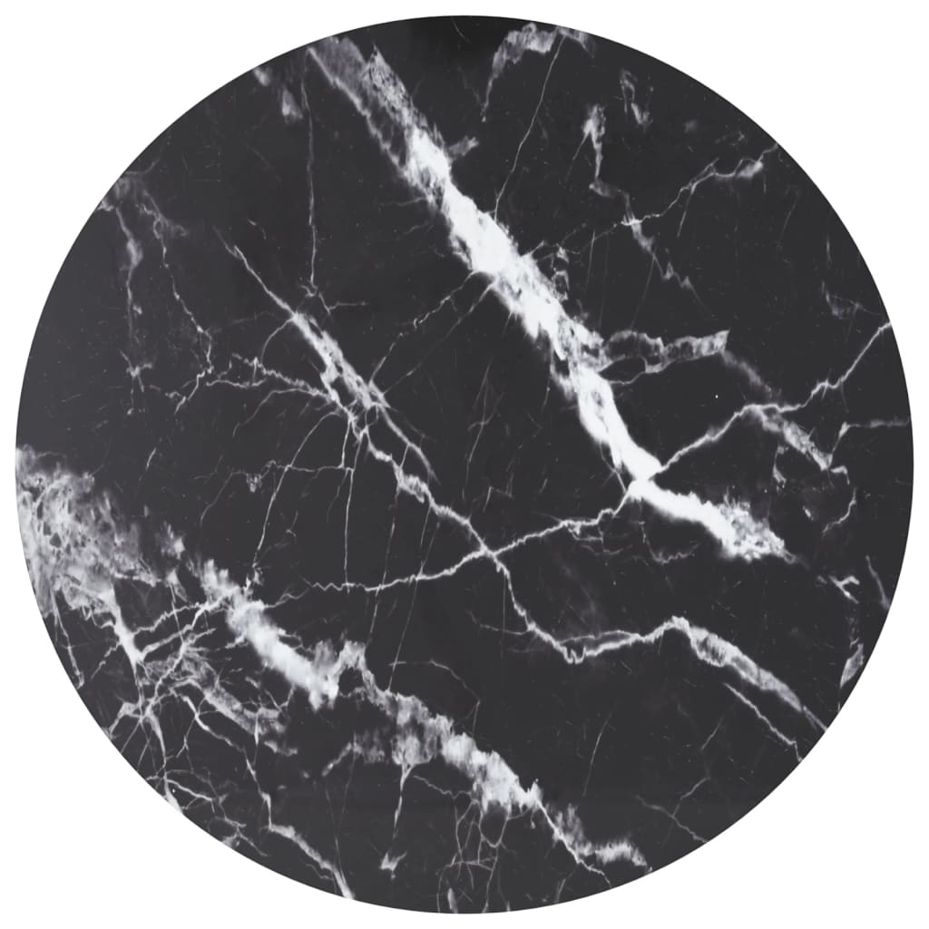Table Top Black with marble design Tempered Glass Medium Durable