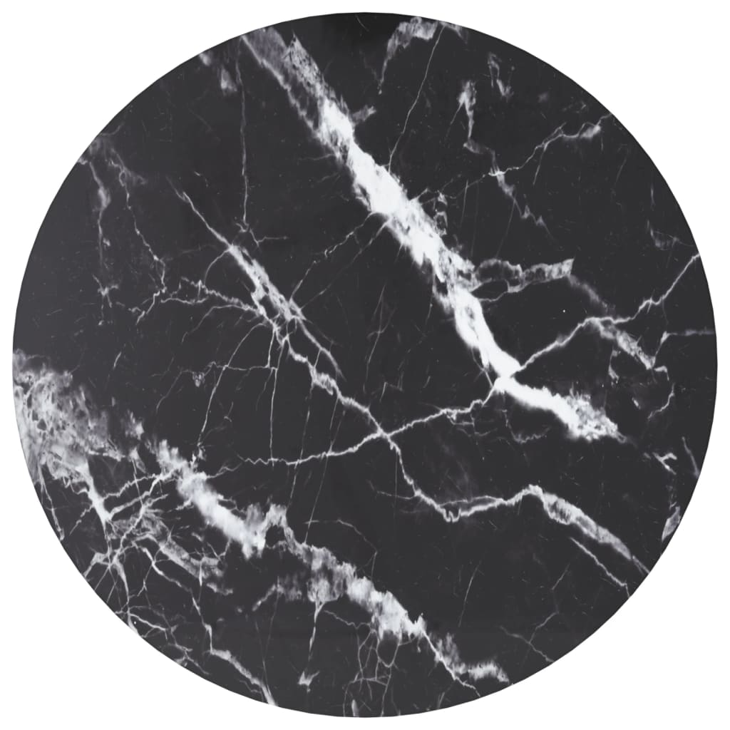 Table Top Black with marble design Tempered glass Medium