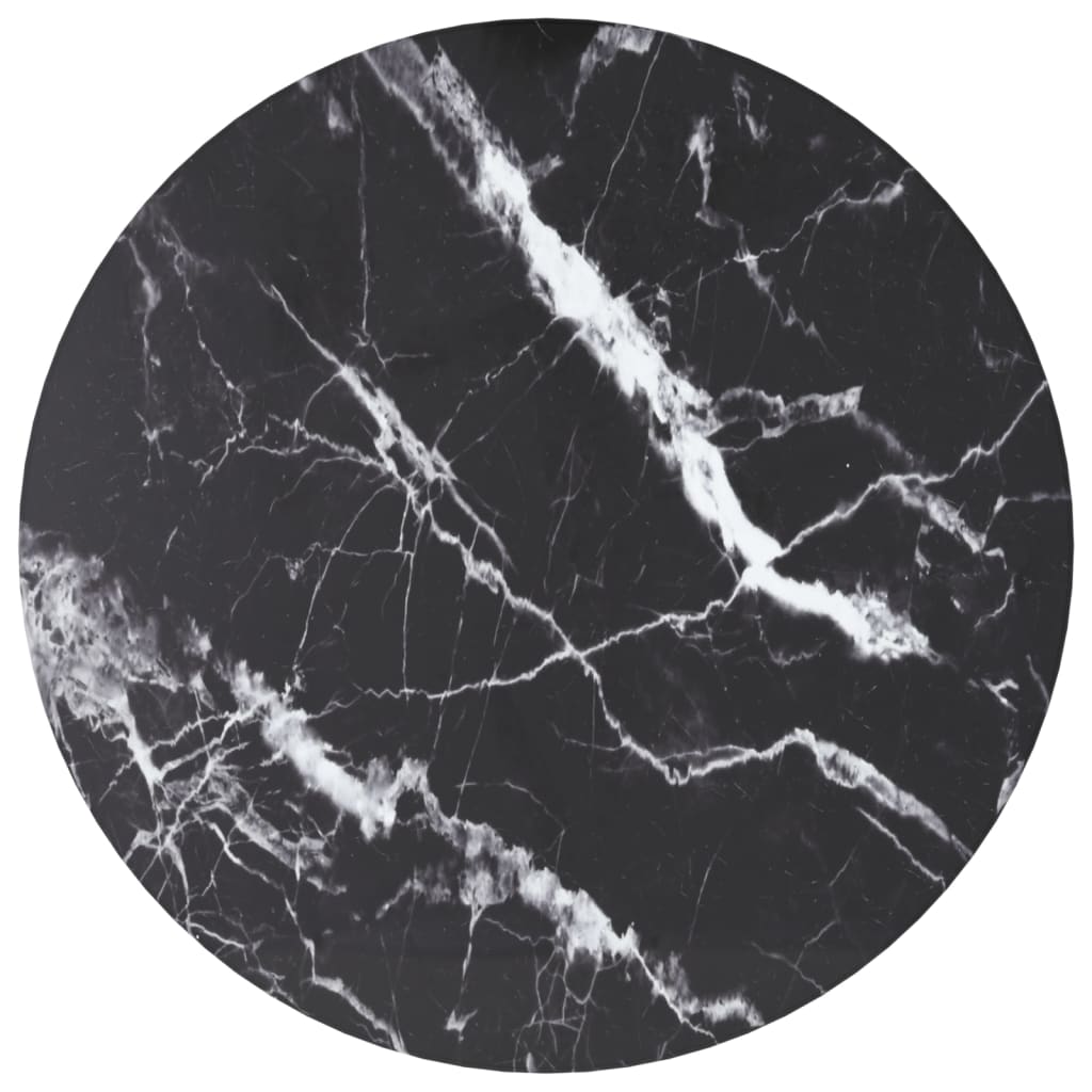 Table Top Black with white marble design Tempered glass