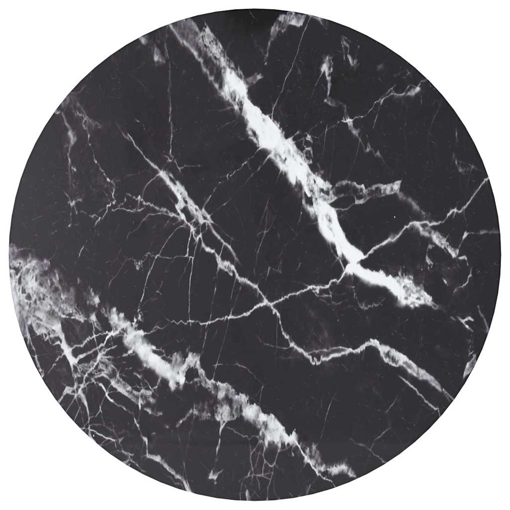 Table Top Black with white marble design Tempered glass 脴15.7 in