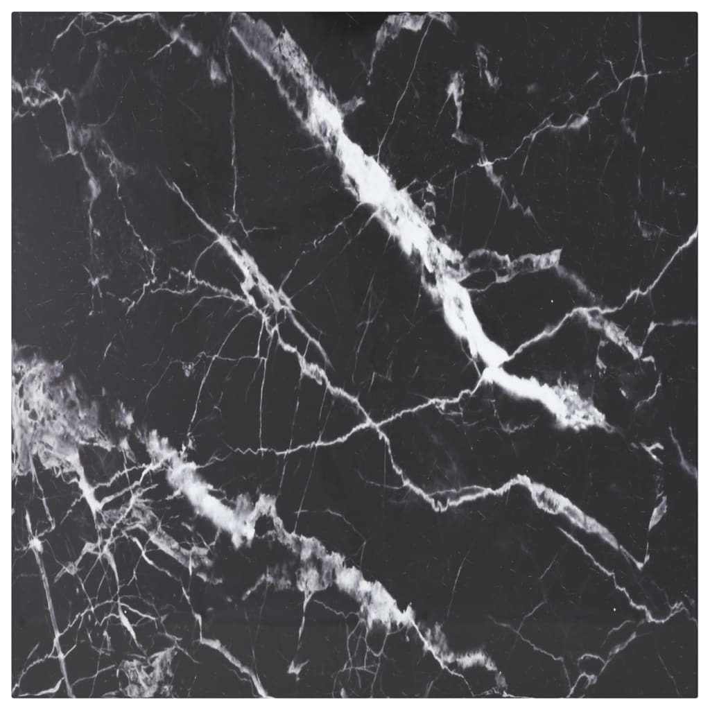Table Top Black with White Marble Design Tempered Glass