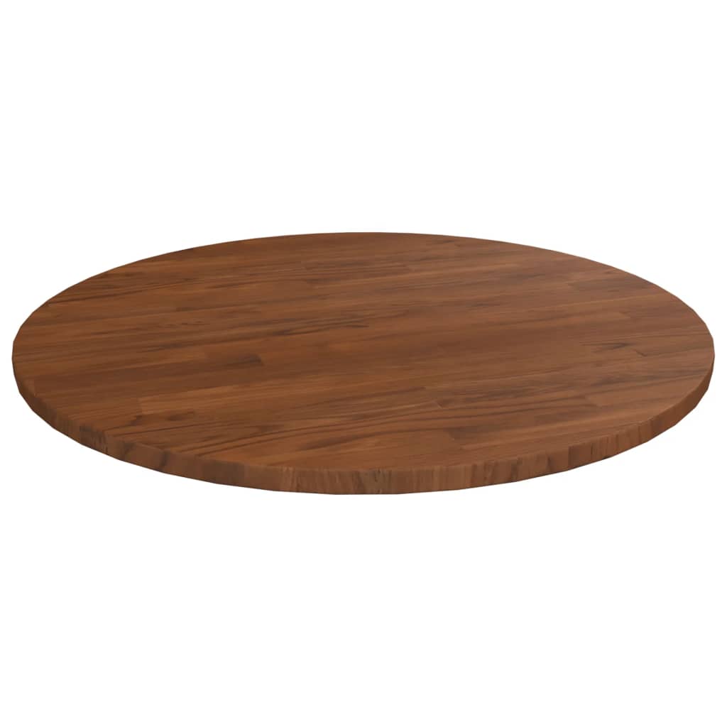 Table Top Dark Brown Solid Oak Wood 脴19.7 in Round