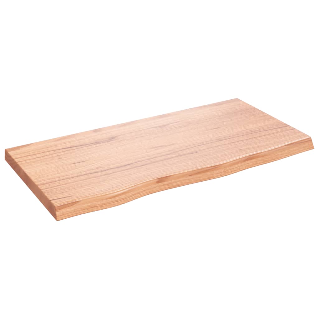 Table Top Light brown Solid oak wood 31.5 x 15.7 x 0.8-1.6 in