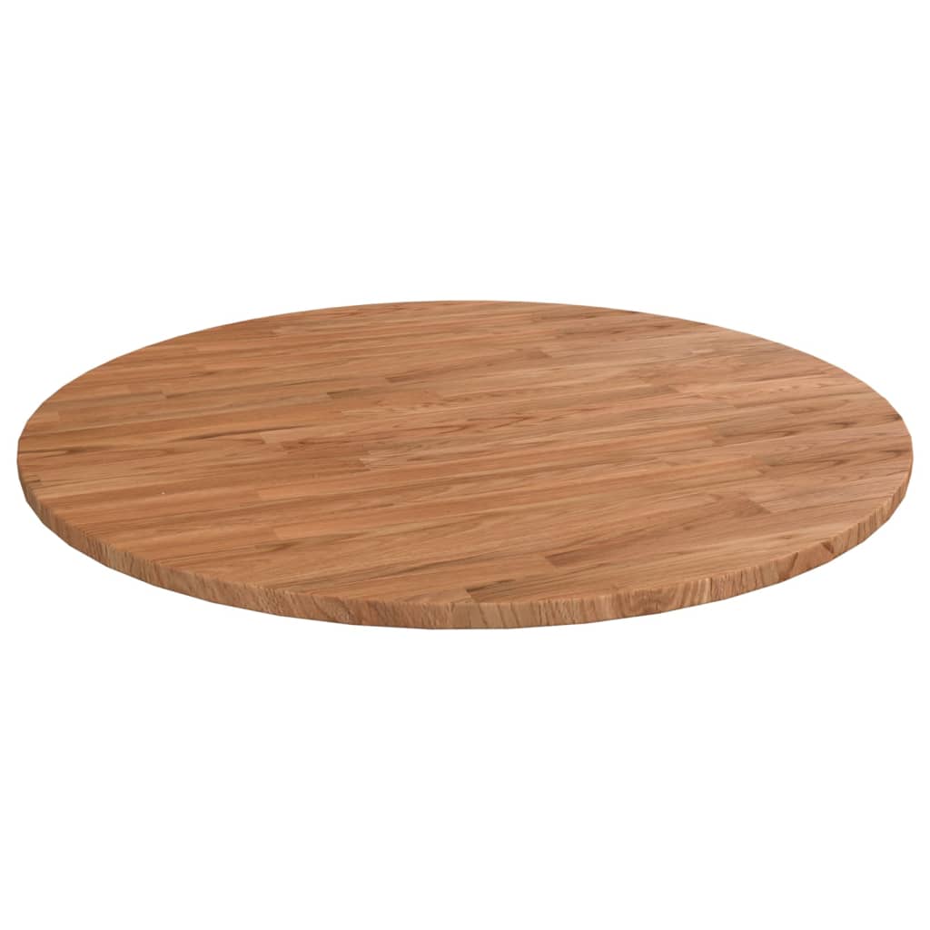 Table Top Light Brown Solid Oak Wood 35.4 in Diameter Durable