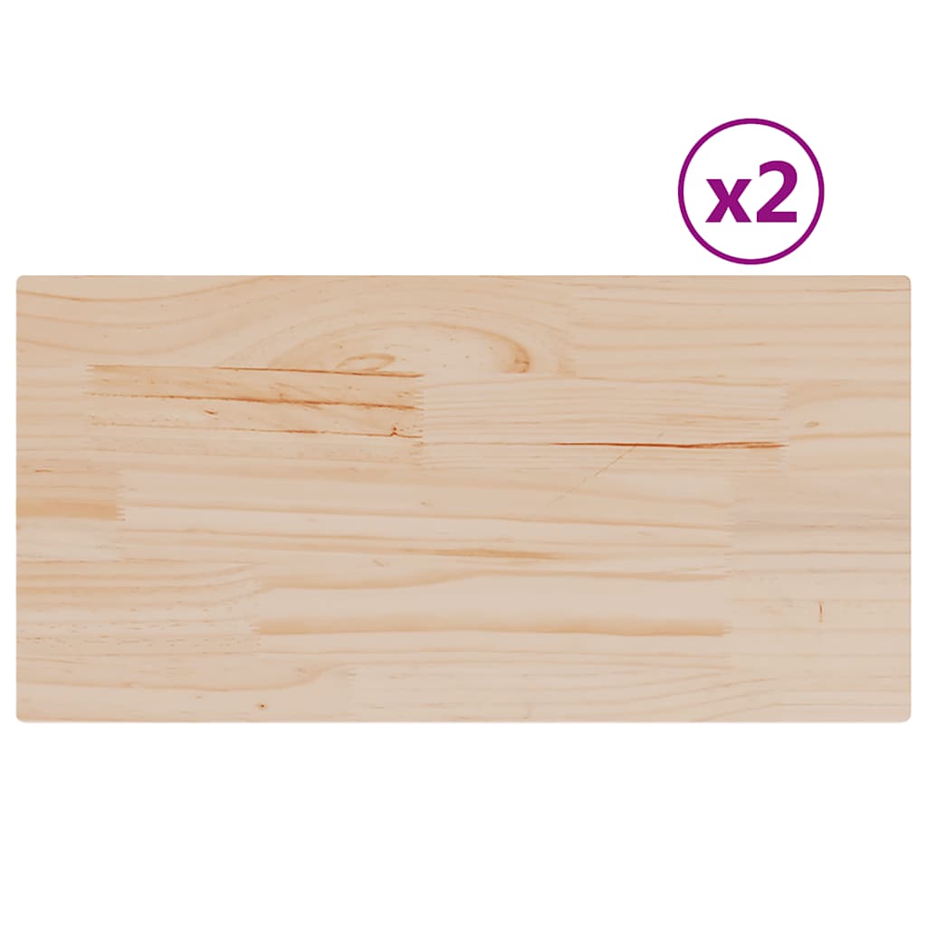 Table Top Set of 2 Natural Pine Solid Pine wood 27.6x13.8x0.7 in