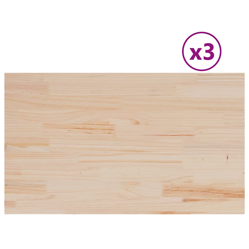 Table Top Set of 3 Natural Pine Solid Pine Wood Medium Simple