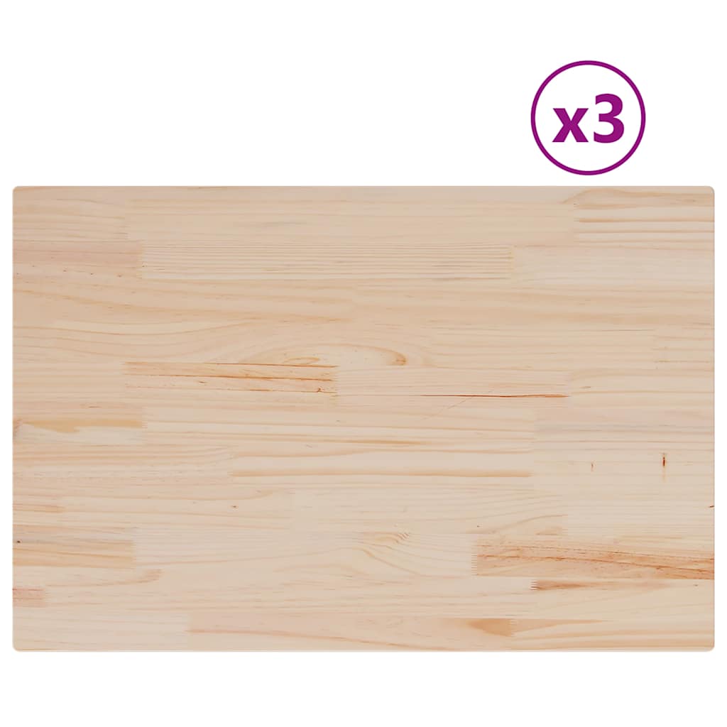 Table Top Set of 3 Natural Wood Solid pine wood 31.5 x 20.9 in
