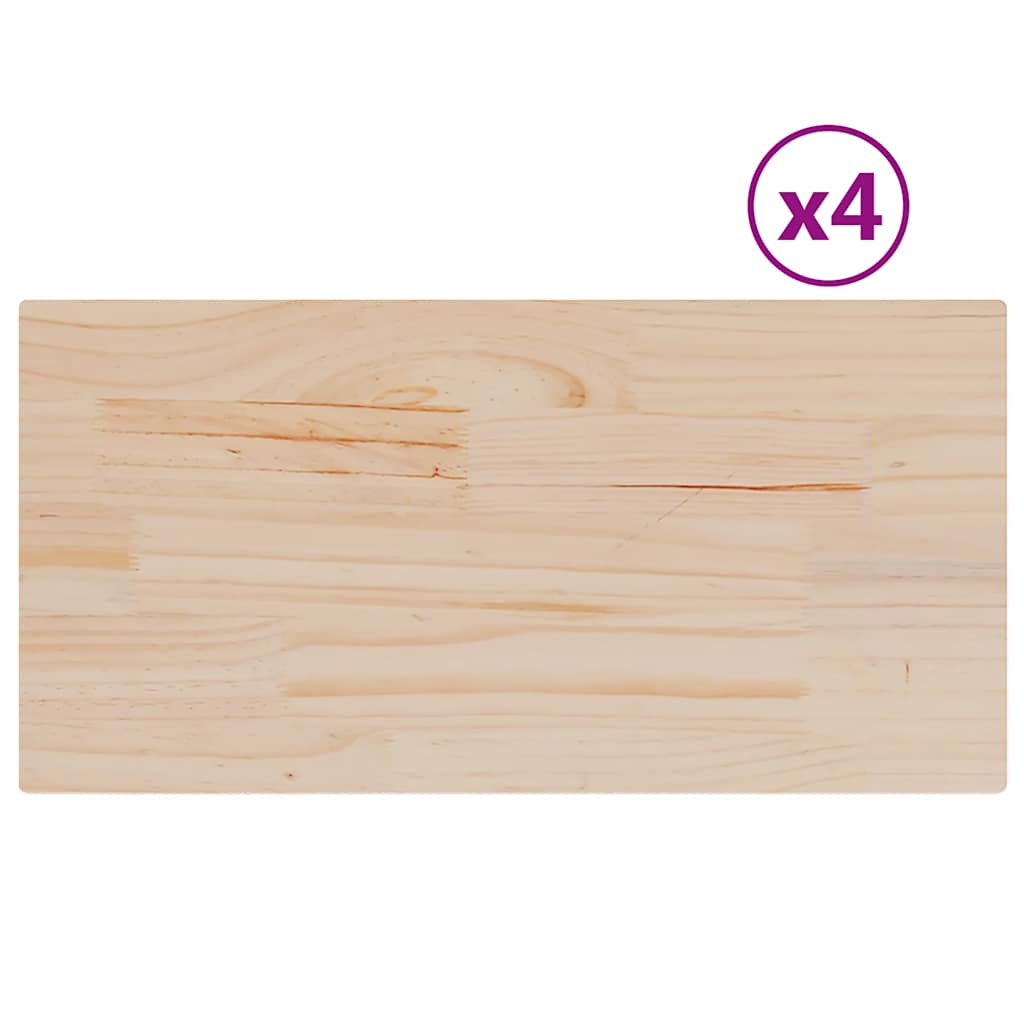 Table Top Set of 4 Natural Wood Solid Pine Wood
