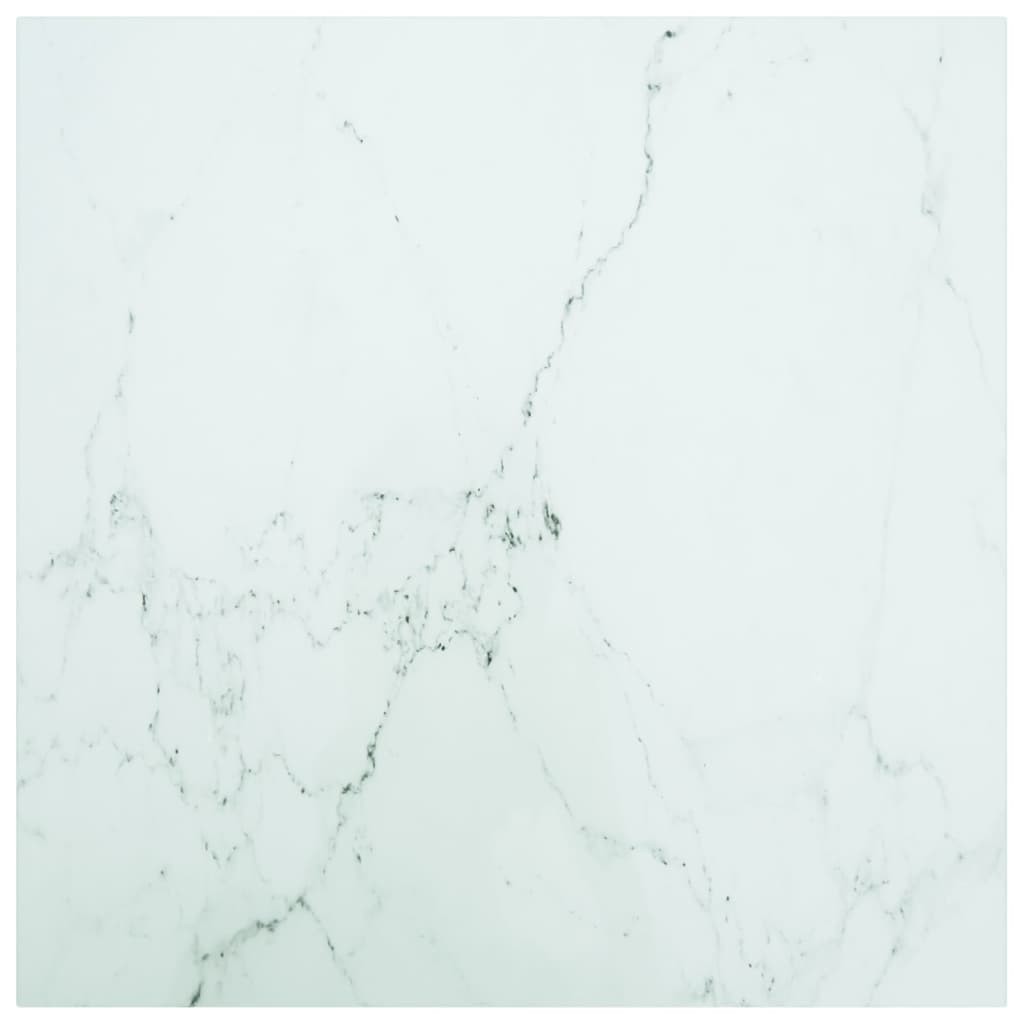Table Top White Tempered Glass 27.6 x 27.6 in Pattern Table Top