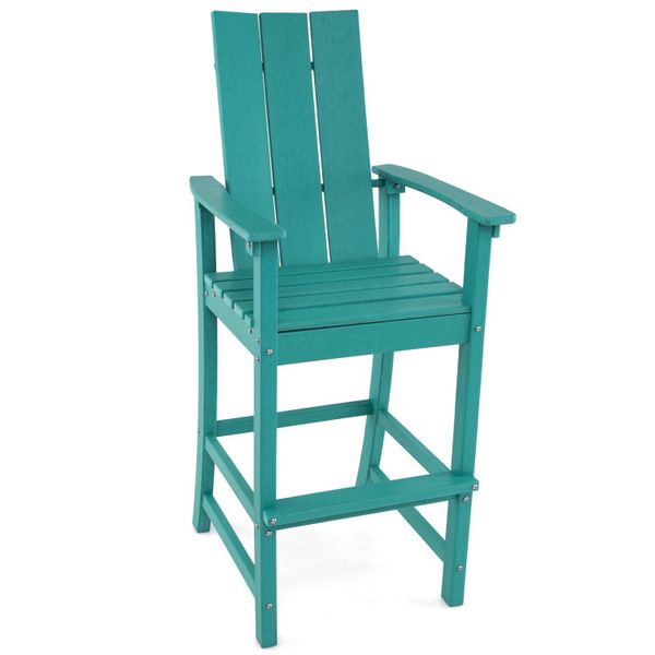 Tall Adirondack bar stool with ergonomic back support for outdoor relaxation
