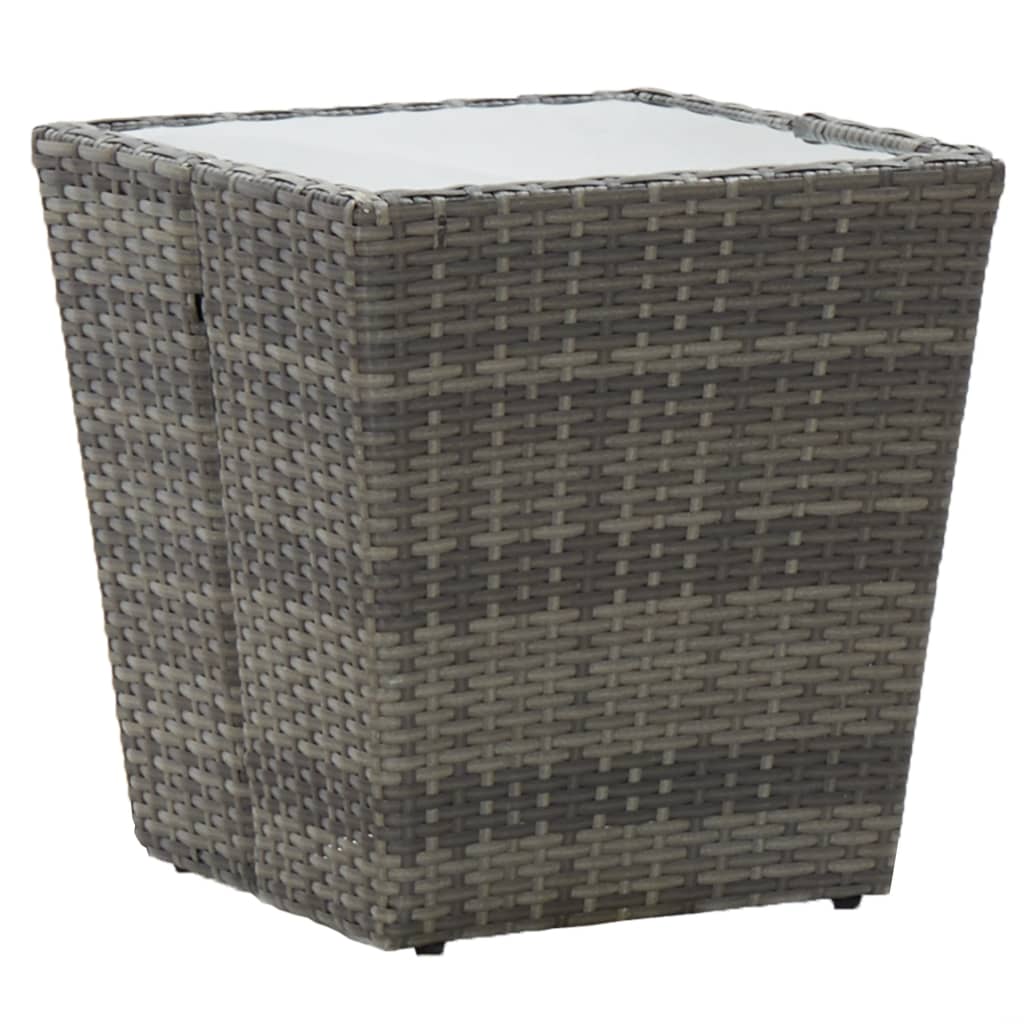 Tea Table Grey and transparent PE rattan, steel, tempered glass