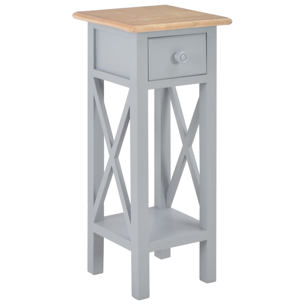 Telephone Table Brown and Grey Pinewood, MDF Compact Side Table