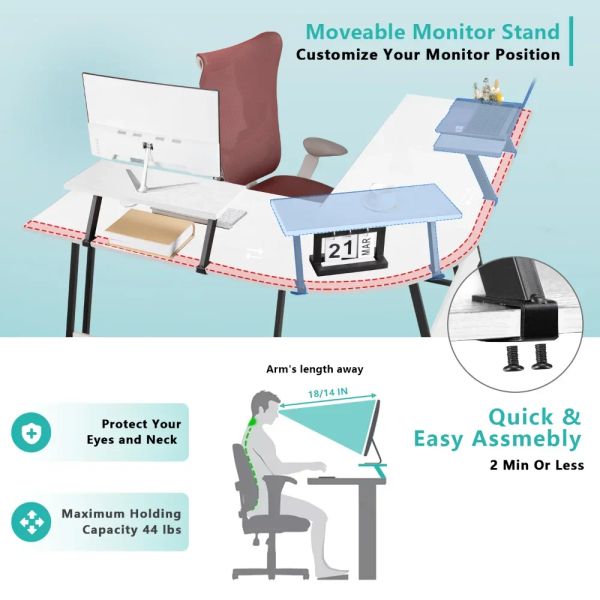 The Home Office Writing Desk Modern L-Shape Computer Desk in white offers a stylish and functional workspace solution