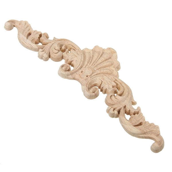 Three-sized antique wooden carved corner applique for framing doors, walls, and furniture decor, featuring decorative figurines and miniature wood carvings