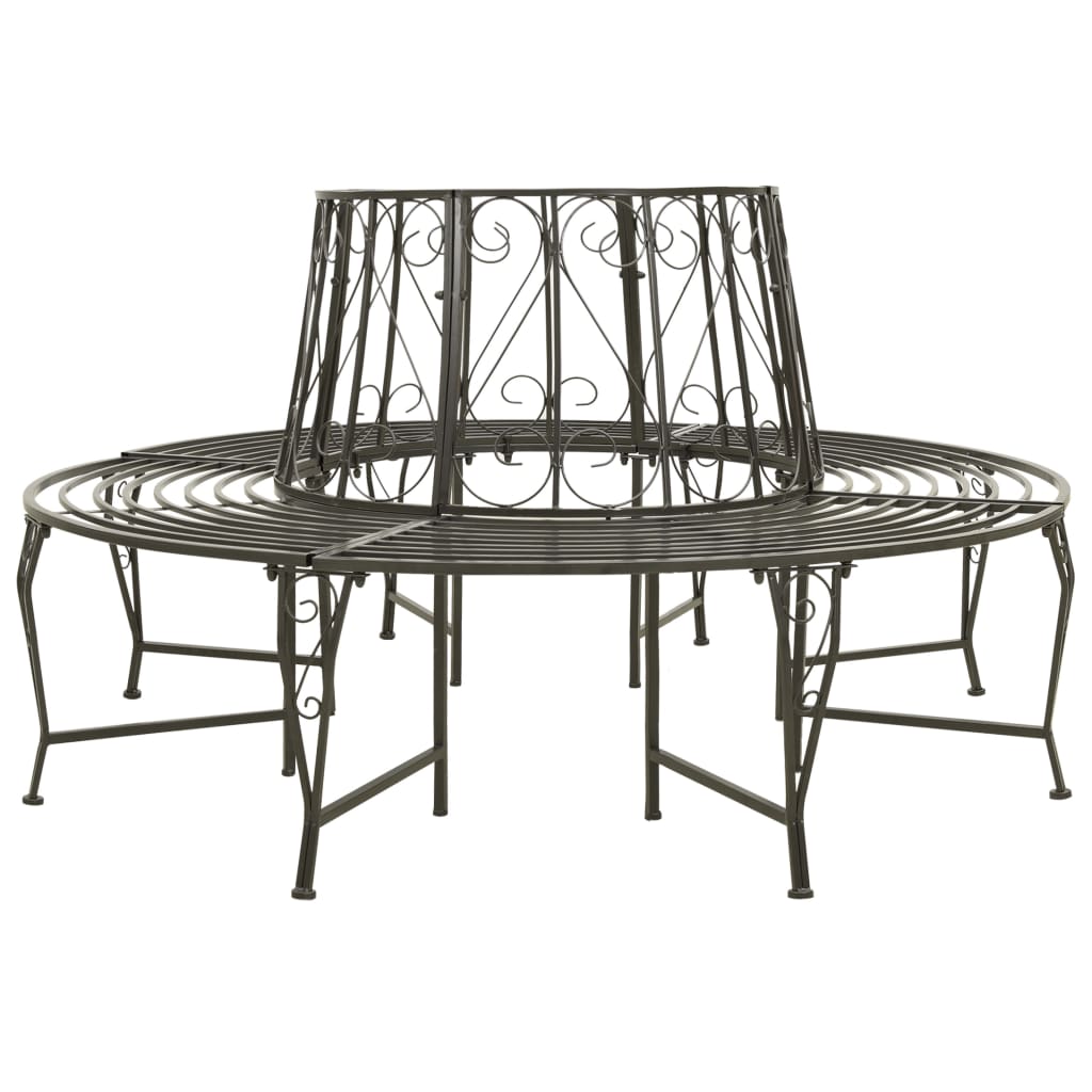 Tree Bench Silver grey Steel 63 in diameter Outdoor Bench Round