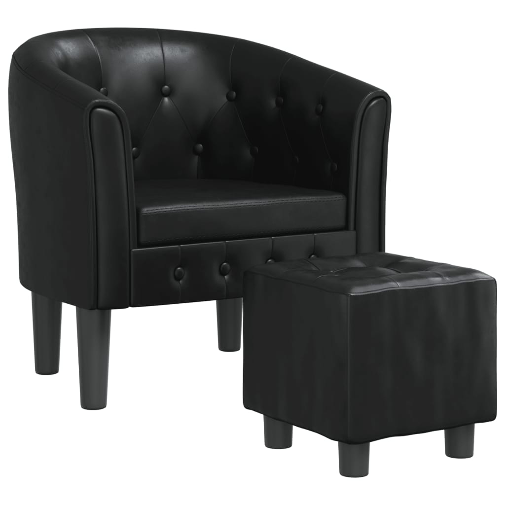 Tub Chair Black Faux leather, plywood, pinewood Single Tub Chair
