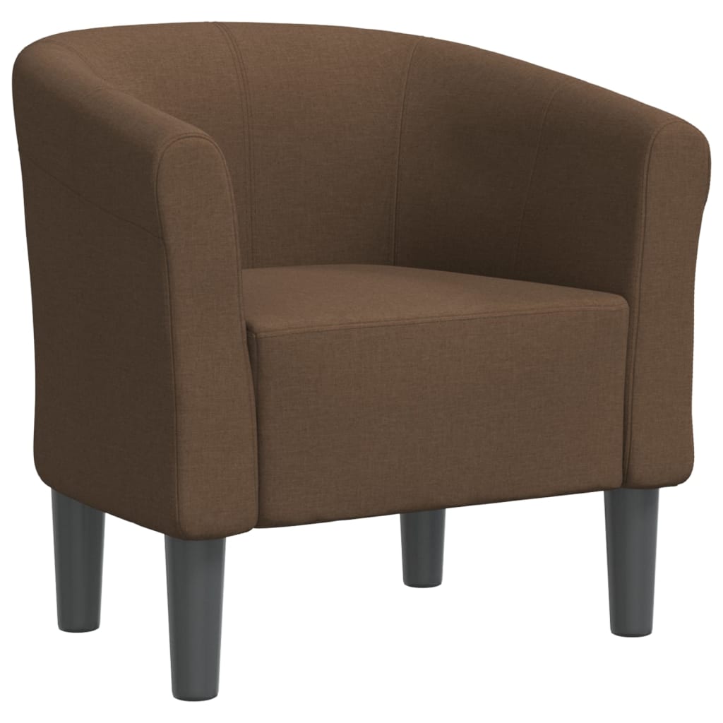 Tub Chair Brown Fabric (100% polyester), Pinewood, Plywood Durable