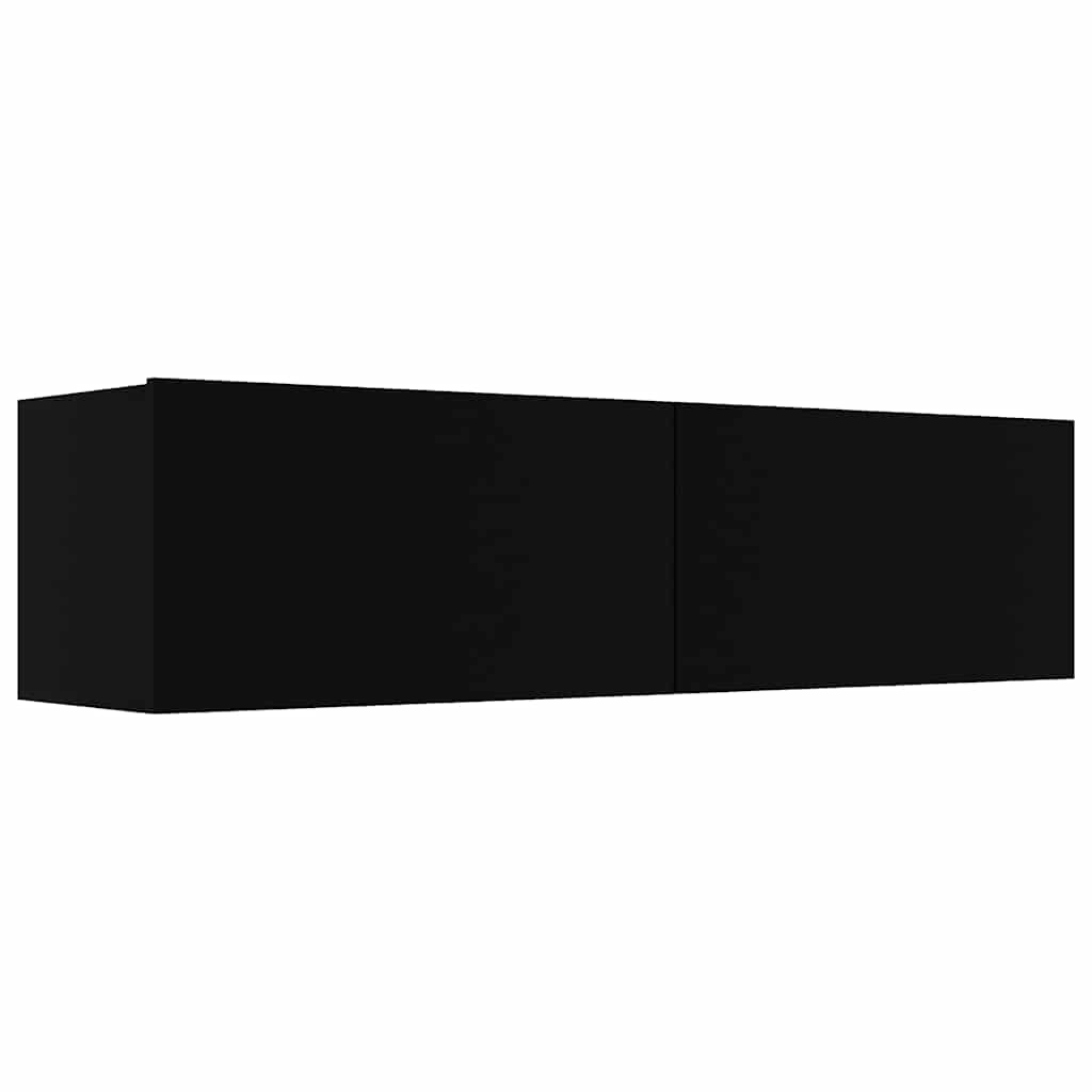 TV Cabinet Black Engineered Wood Medium Drop-Down TV Cabinet
