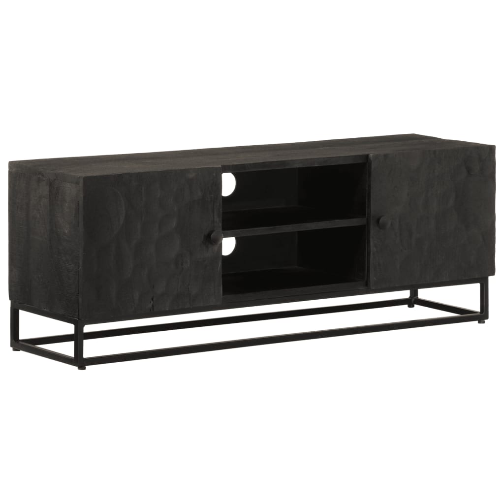 TV Cabinet Black Solid Mango Wood and Iron 43.3 x 11.8 x 15.7 in