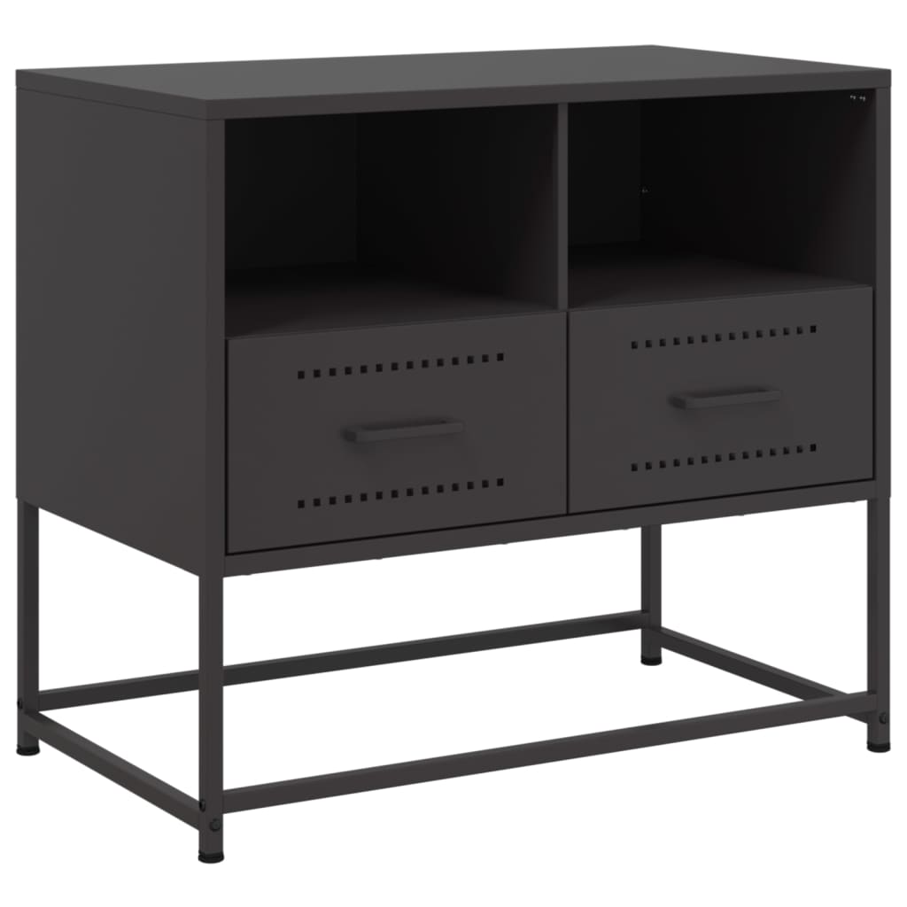 TV Cabinet Black Steel 26.8 x 15.4 x 23.8 in Steel TV Cabinet
