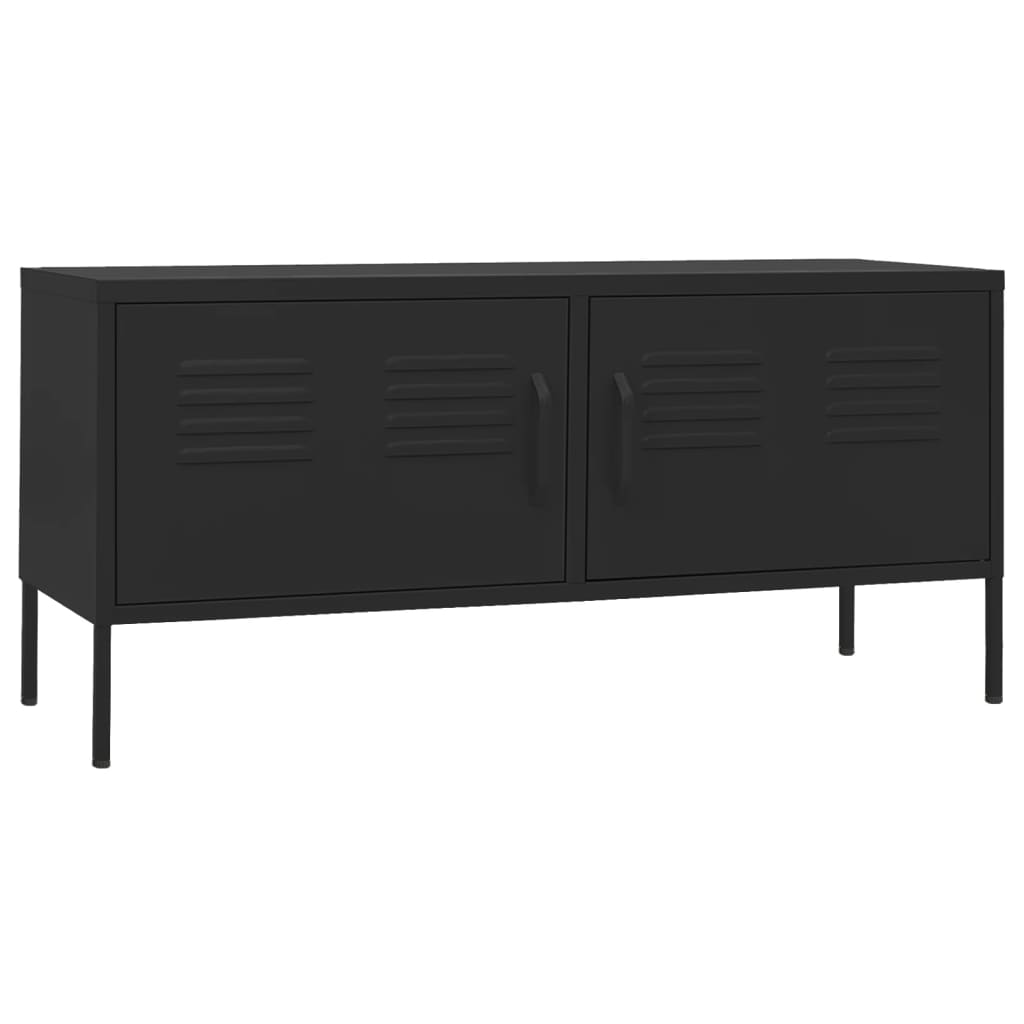 TV Cabinet Black Steel Medium Adjustable Feet TV Cabinet