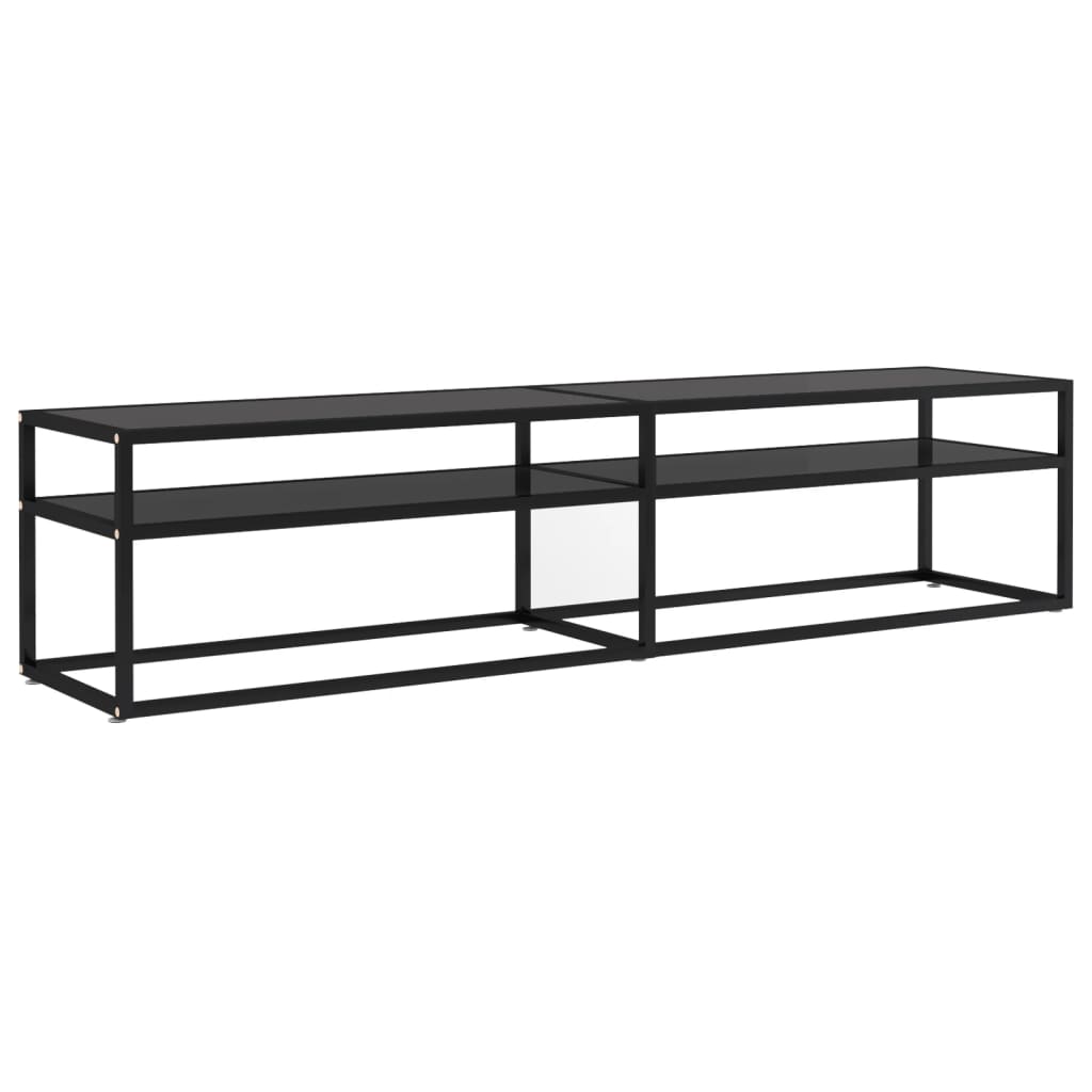 TV Cabinet Black Tempered glass, powder-coated steel Large