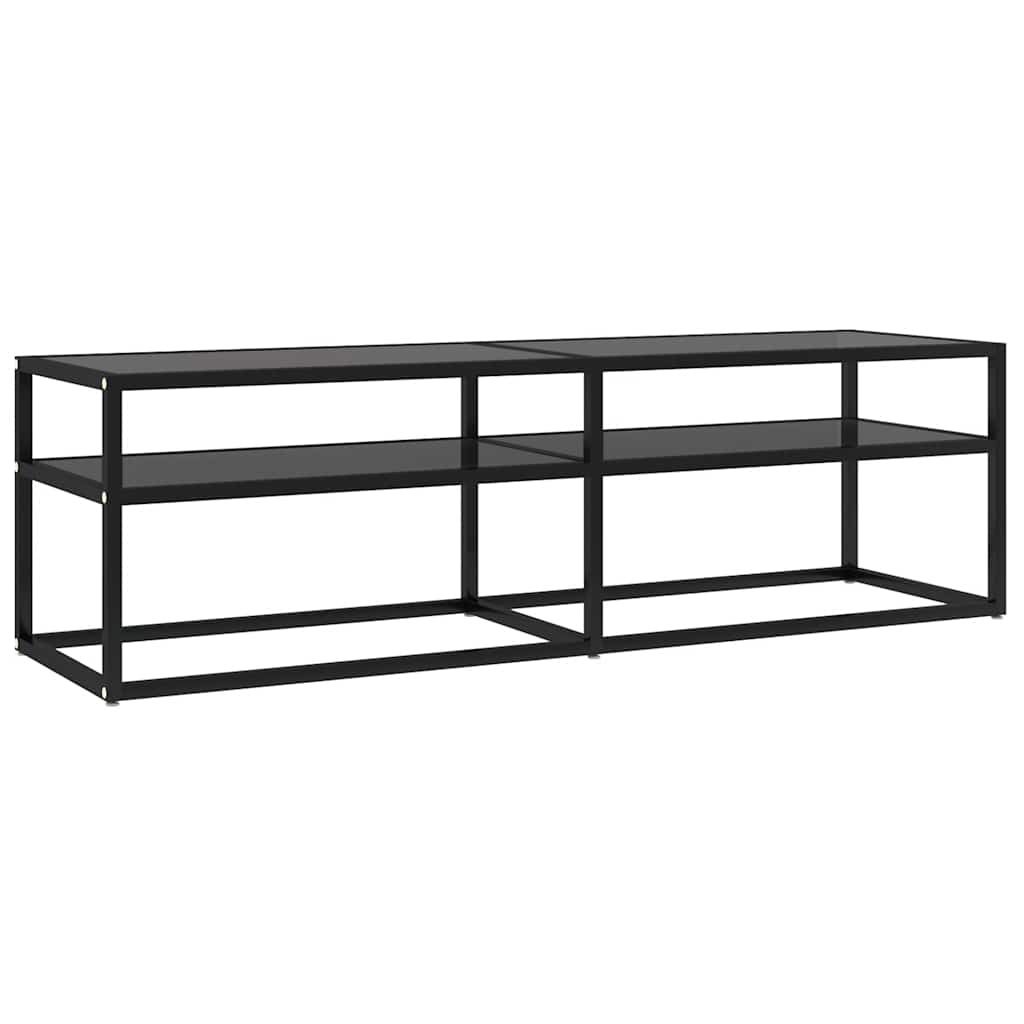 TV Cabinet Black Tempered glass, Powder-coated steel