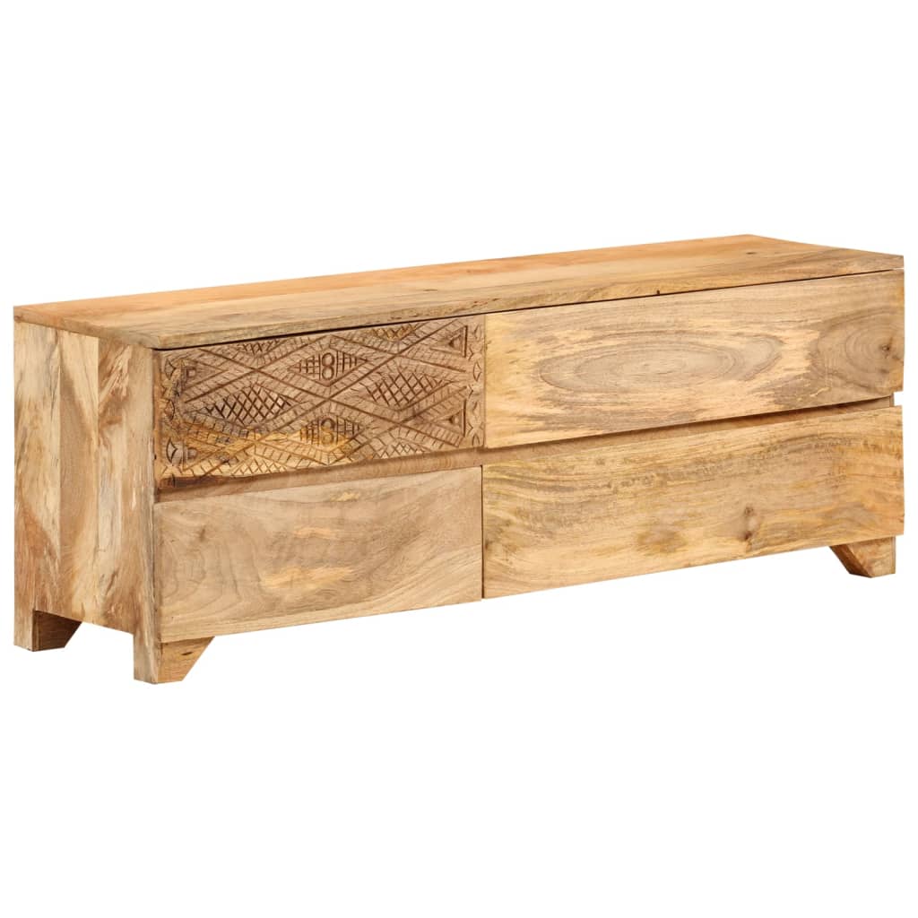 TV Cabinet Bleached White Solid Mango Wood One Size TV Cabinet