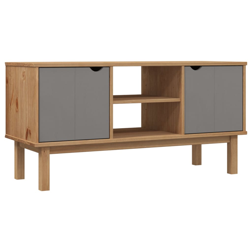 TV Cabinet Brown and grey Solid pinewood, engineered wood