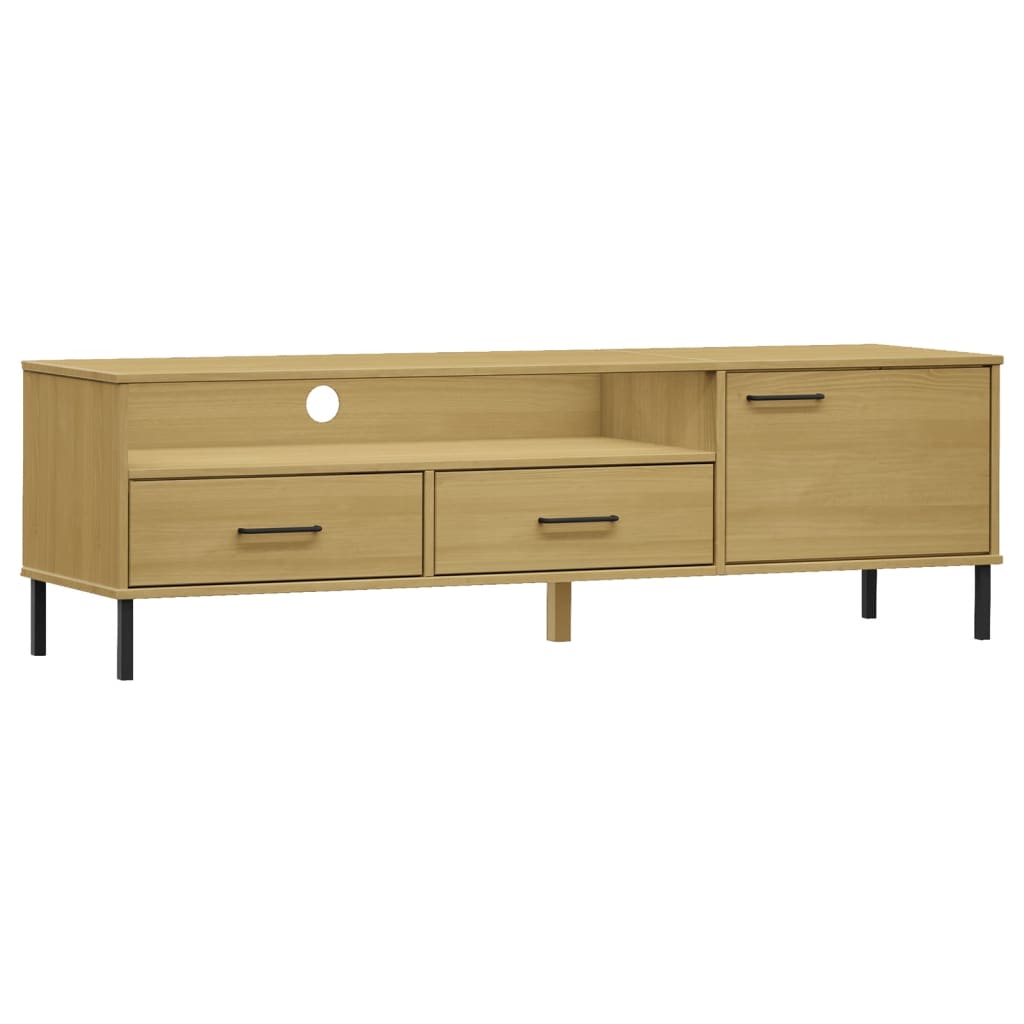 TV Cabinet Brown Solid pine wood, metal Medium TV Cabinet