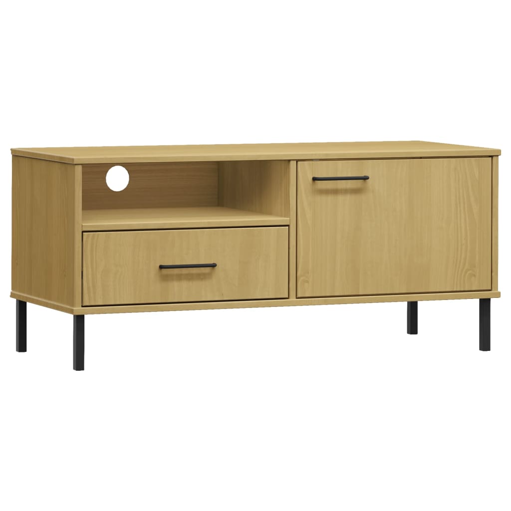 TV Cabinet Brown Solid pine wood, Metal Medium TV Cabinet