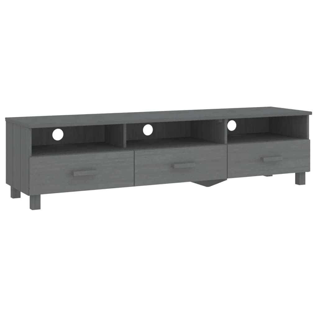 TV Cabinet Dark Grey Solid Pinewood, MDF Standard TV Cabinet