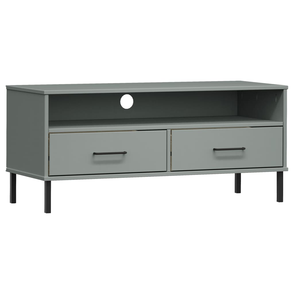 TV Cabinet Grey Solid Pine Wood TV Cabinet Rectangular