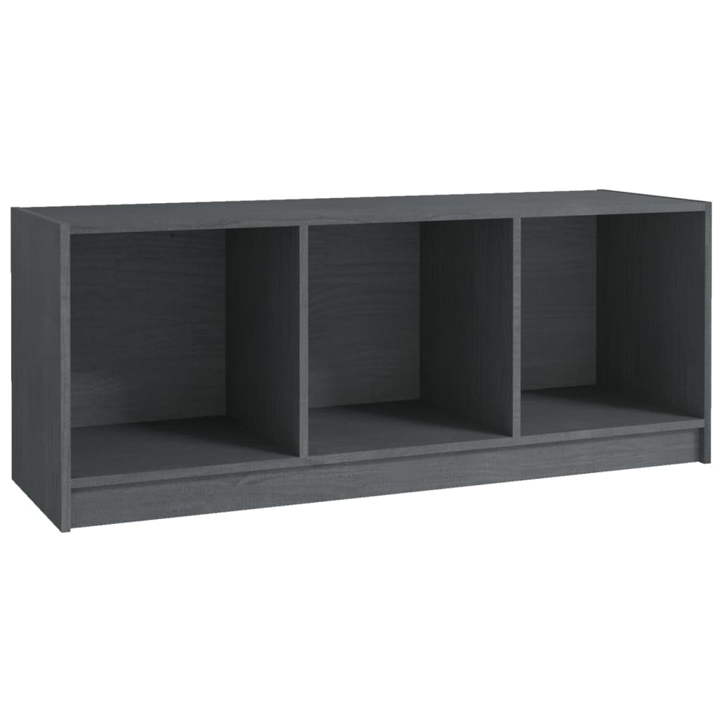 TV Cabinet Grey Solid Pinewood Medium TV Cabinet Rectangular