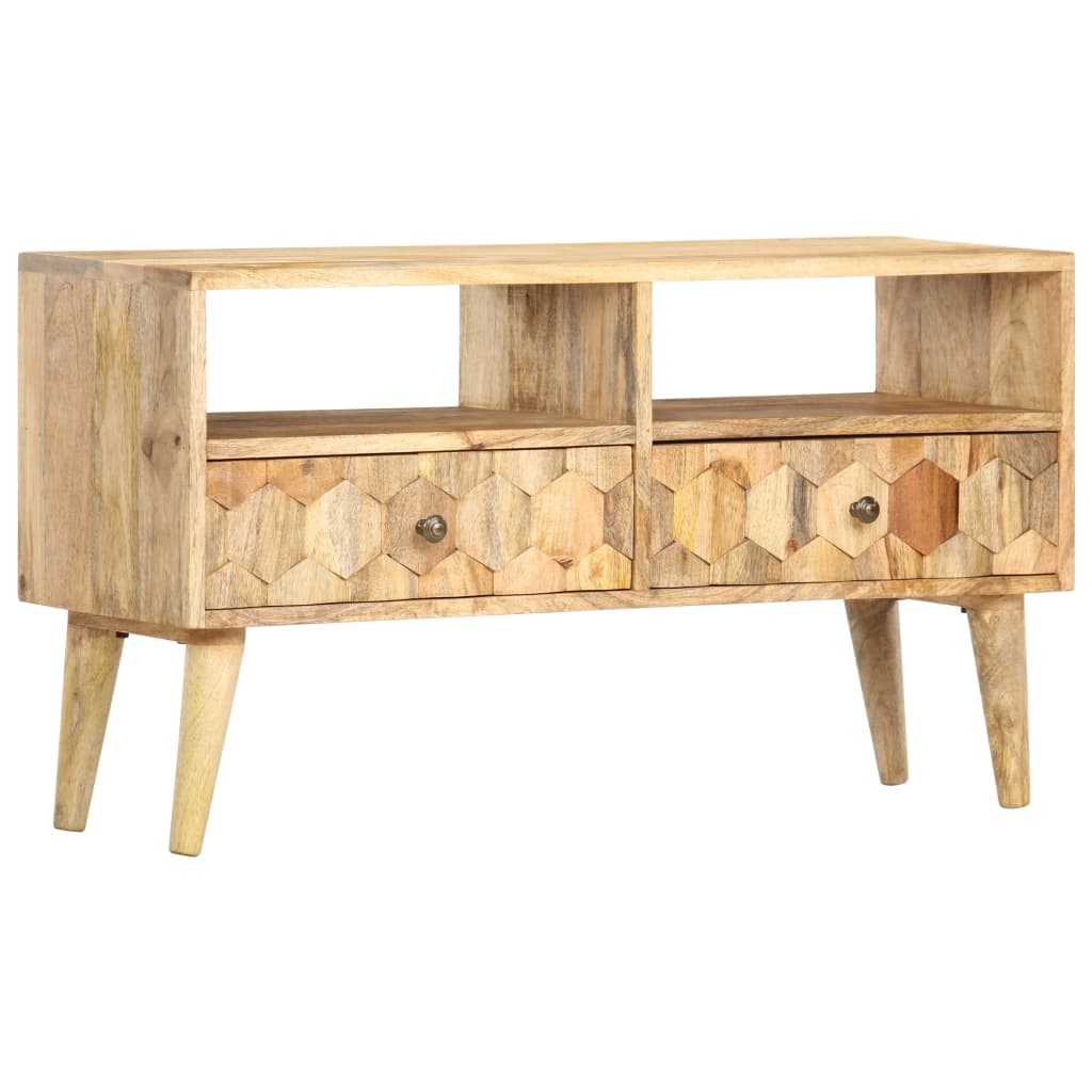 TV Cabinet Natural Wood Solid Mango Wood Compact TV Cabinet