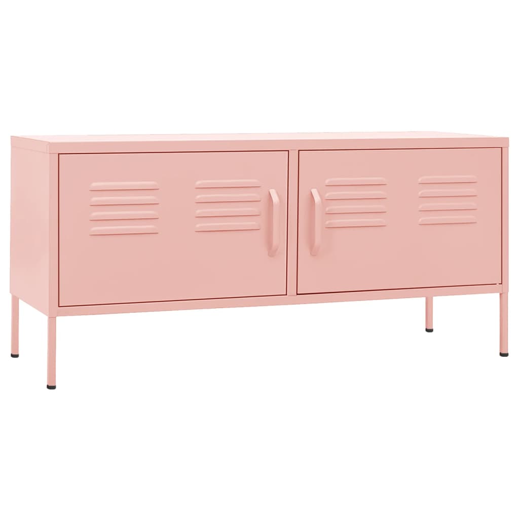 TV Cabinet Pink Steel Standard TV Cabinet Rectangular Modern
