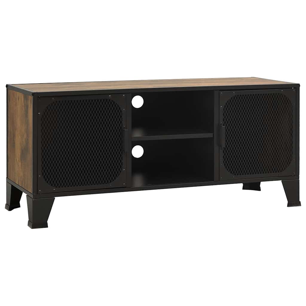 TV Cabinet Rustic brown MDF, Metal Large Rustic Brown TV Cabinet